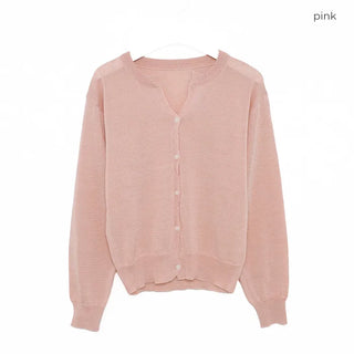 Linen blend round neck cardigan