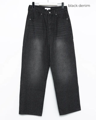 (Unisex) Whisker Wash Rib Denim Pants