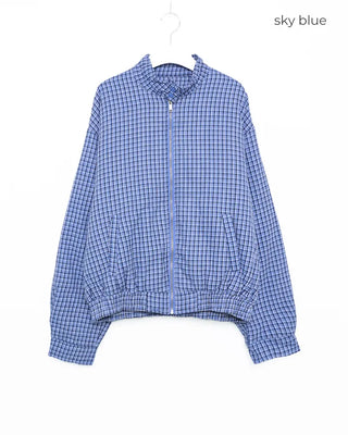 Gingham check half-zip pullover