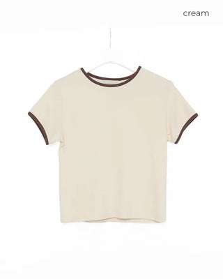 Two-tone block ringer neck T-shirt