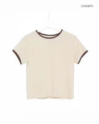 Two-tone ringer neck T-shirt