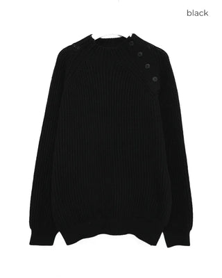 Side Button Neck Point Knit