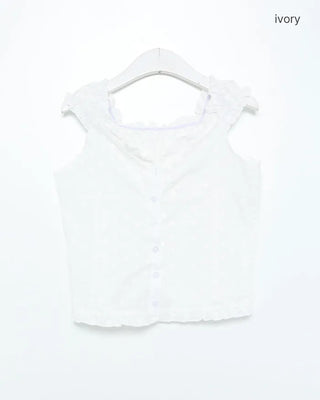 Frilled hem sleeveless blouse