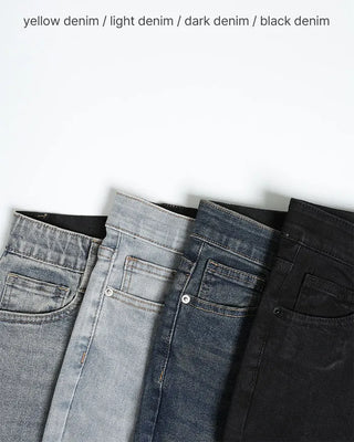 Washed denim bootcut pants