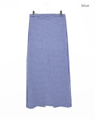 Gingham check maxi skirt
