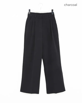 High-waisted banding pintuck slacks
