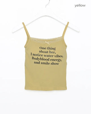 Lettering Lace Neck Bra Camisole