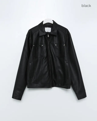 2-way rivet leather jacket