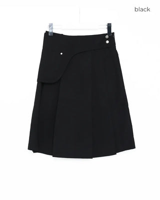 Rivet Pleated Midi Skirt
