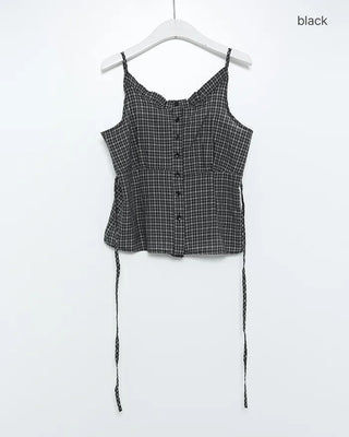 Checkered ruffle bustier