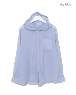 Sheer hooded shirt