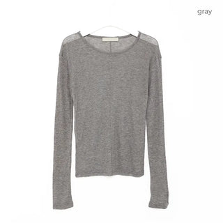 See-through slim long-sleeved T-shirt