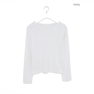 Jewel neck long T-shirt