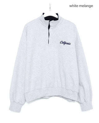 High-neck half-button sweatshirt