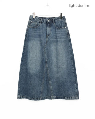 Vintage denim midi skirt