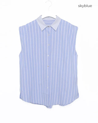 Striped sleeveless shirt and shorts set