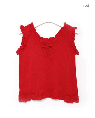 Ribbon knit frill T-shirt