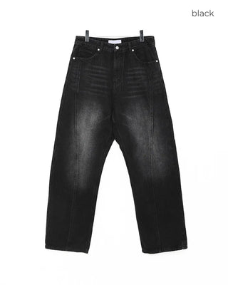 Slit-stitch wide denim pants