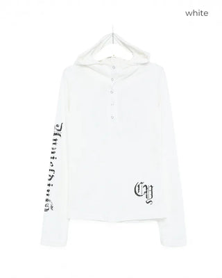 Slim-fit sleeve lettering hoodie