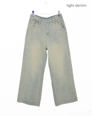 Washed wide-fit denim pants