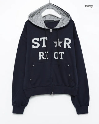 Star Patch Double Zip Hoodie