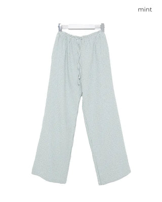 Gingham check cotton pants