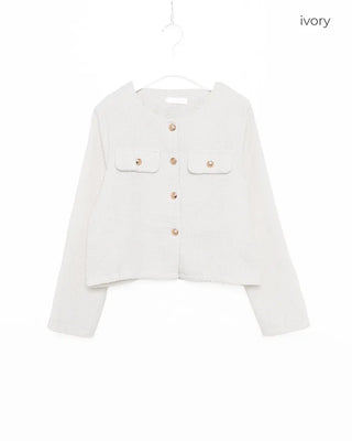 Classic gold button tweed jacket