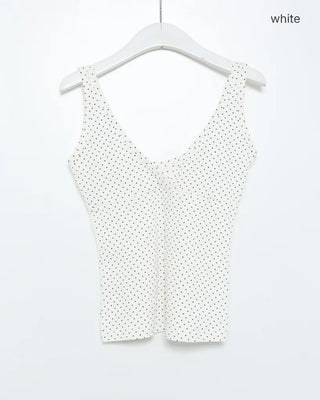Surplice neck pindot tank top