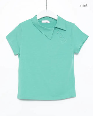 Unique Polo Neck Short Sleeve T-Shirt