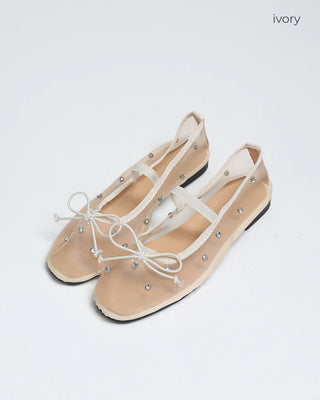 Polka dot mesh Mary Jane shoes