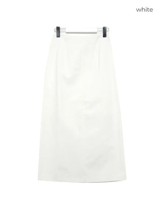 Back-slit cotton long skirt