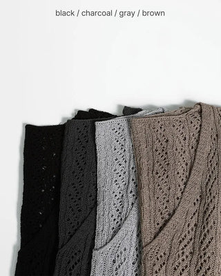 V-neck perforated knit