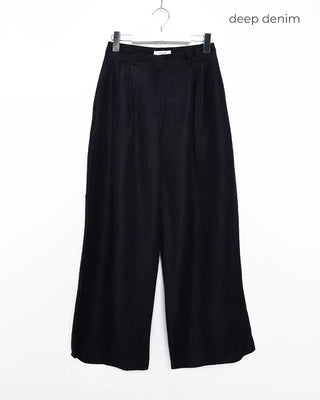 Denim Two-Pintuck Wide Pants