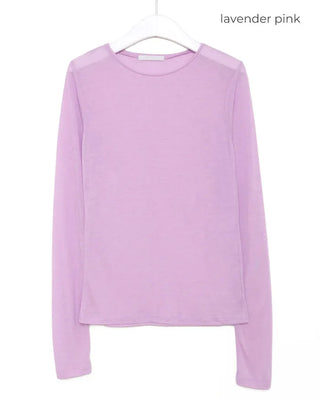 Round neck sheer long sleeve