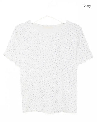 Flower short-sleeved T-shirt