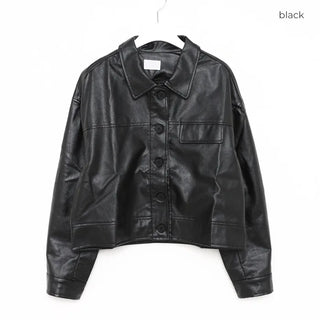 Casual short leather jacket