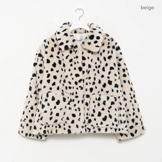 Leopard fur collar coat
