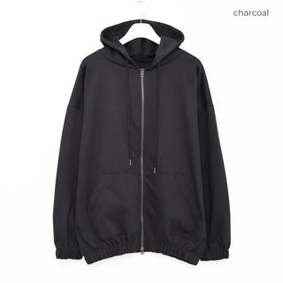 (Unisex) Gathered Zip-Up Hoodie