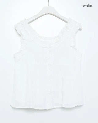 Frill Flower Stitch Tank Top Blouse