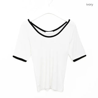Two-tone slim short-sleeved T-shirt