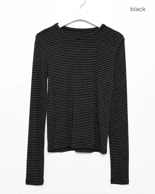 Round neck striped long-sleeve T-shirt