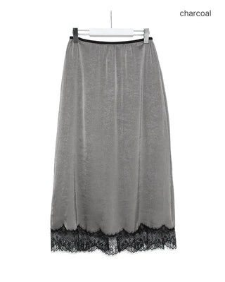 Lace satin maxi skirt