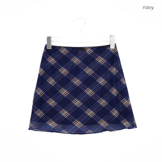 Checked chiffon mini dress