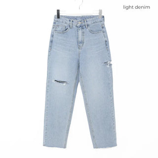 Distressed denim pants