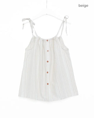 Striped button shirred camisole