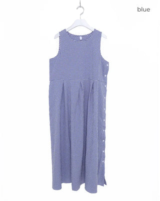 Side-button check dress