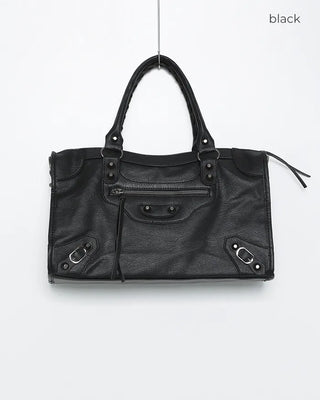 2-Way Studded Square Boston Bag