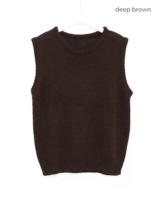 Loose-fitting simple round neck vest