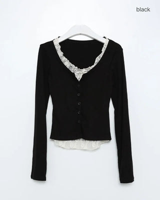 Lace Ribbon Layered Cardigan