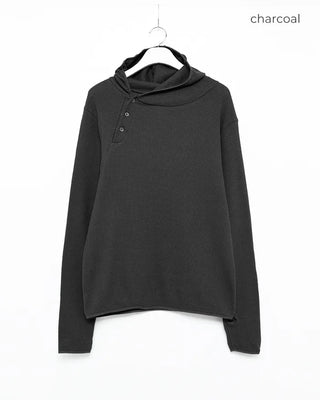 Diagonal Button Waffle Cotton Hoodie